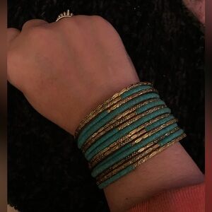 Chic Gold and Teal Bracelet Set